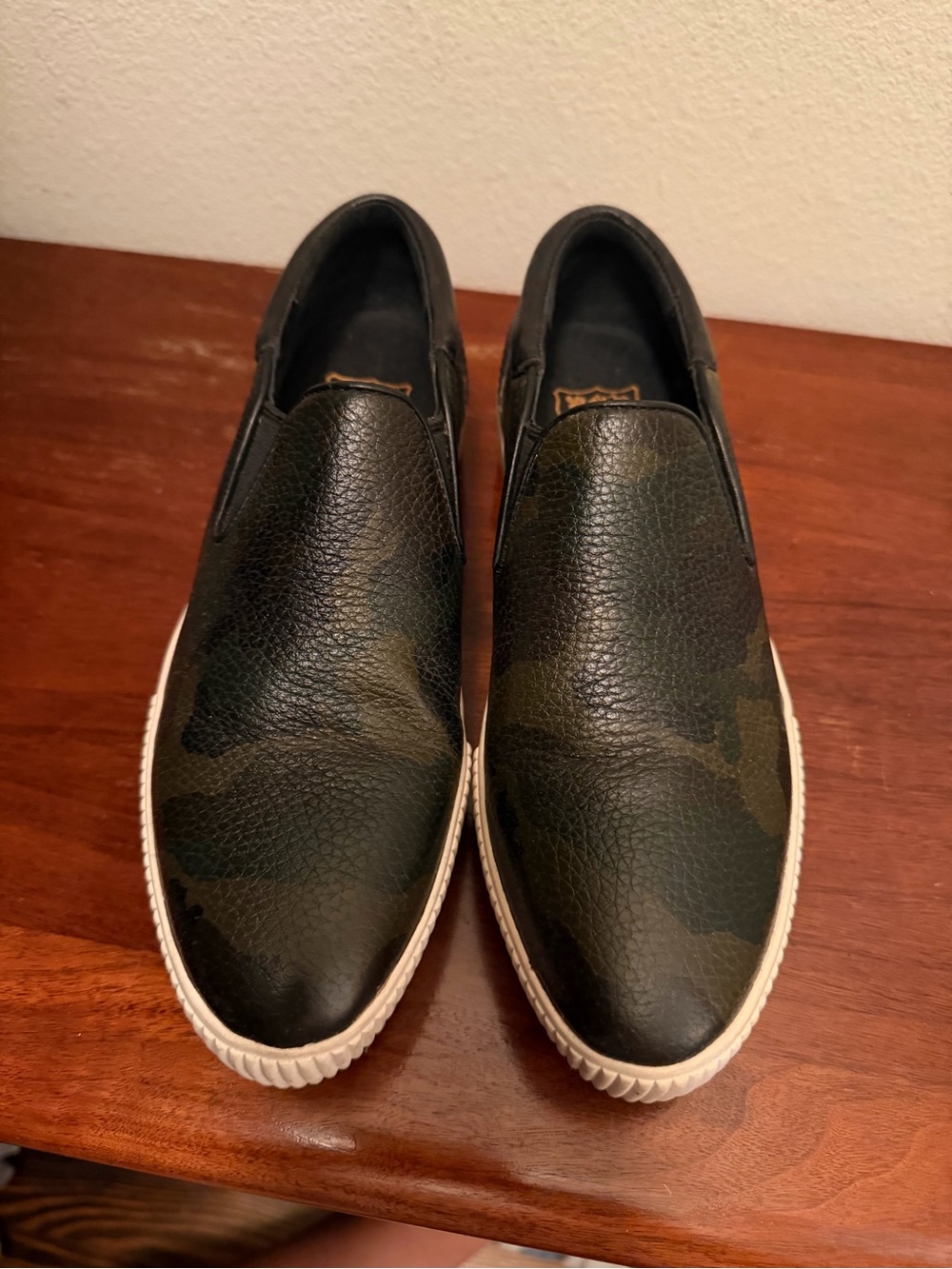 Men's Slip-On Casual Sneakers in Olive Camo